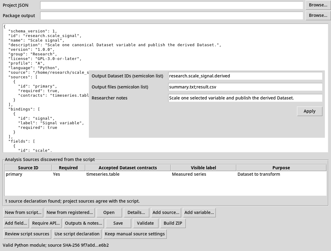 Dialog Outputs and documentation del Module Builder