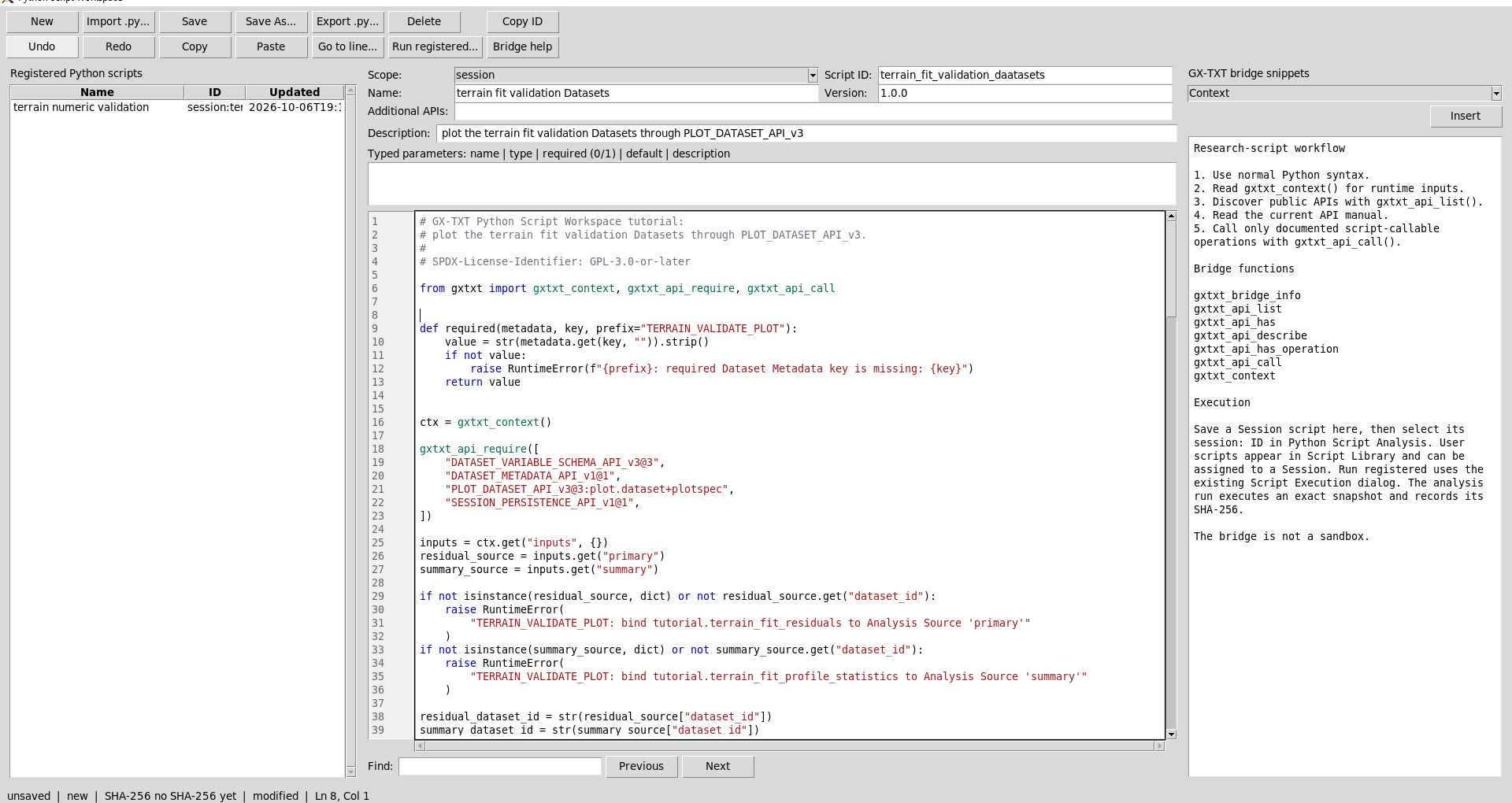 Script dei grafici nel Python Script Workspace