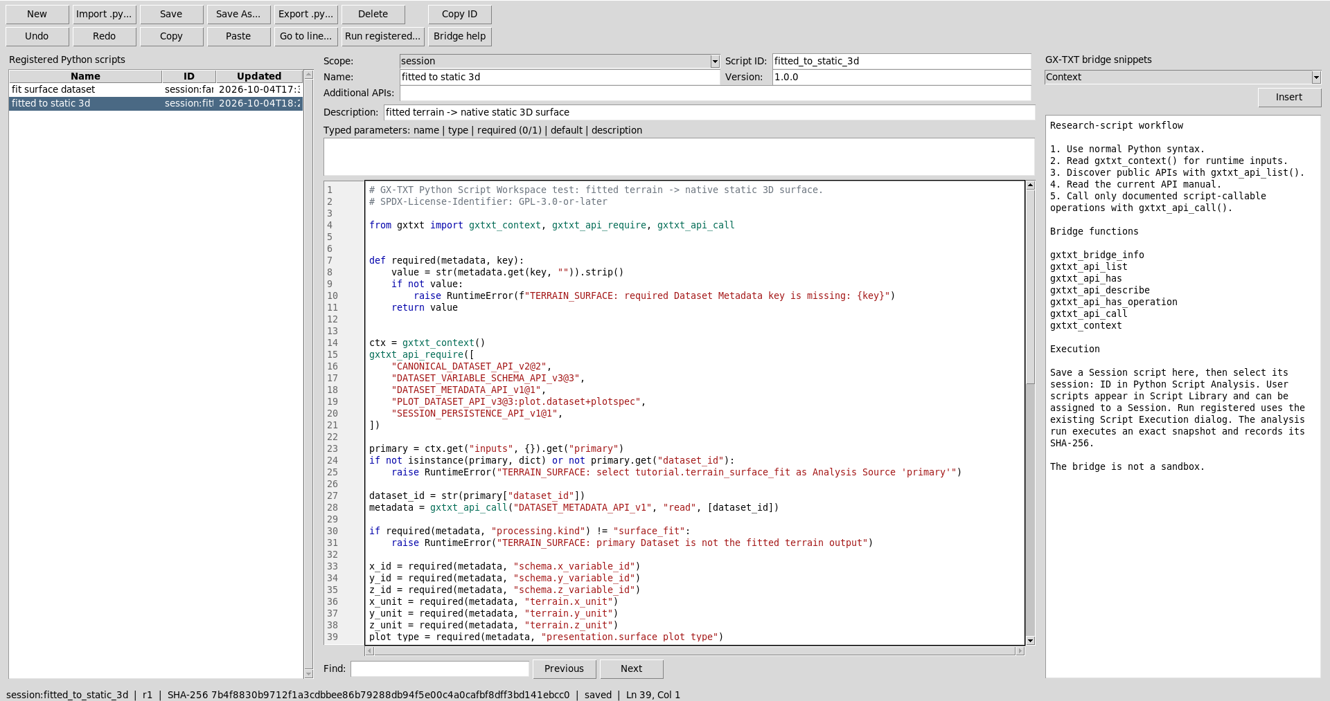 Script superficie nel Python Workspace